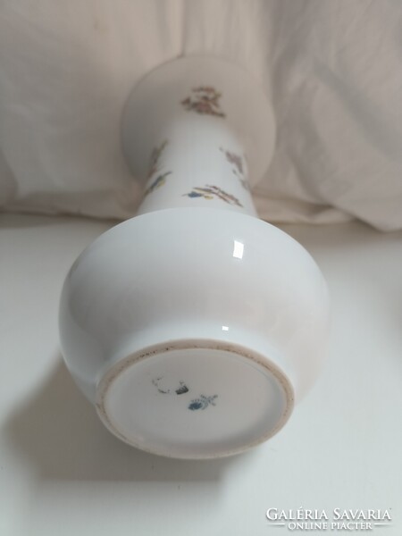 Nagy méretű Hollóházi porcelán paradicsommadaras tölcsér váza - 37 cm