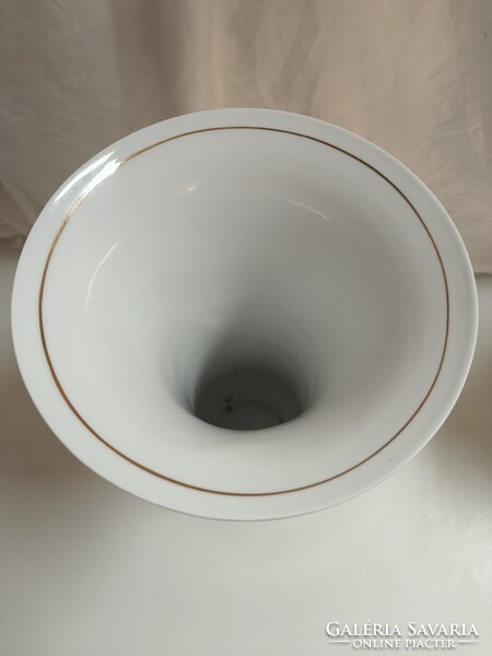 Nagy méretű Hollóházi porcelán paradicsommadaras tölcsér váza - 37 cm