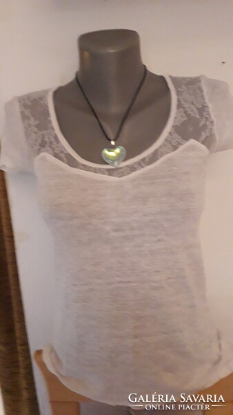 Bershka white lace-insert elastic top M 38-40 like new