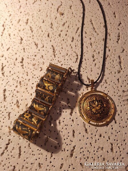 Damaszkuszi bizsu szett , karkotő és medál