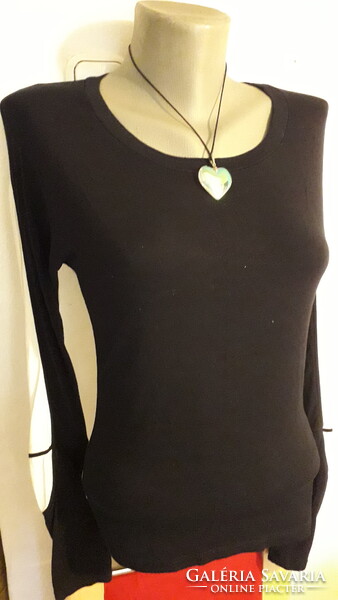 Italian Black/White Cotton Stretch Long Sleeve Top 38-40