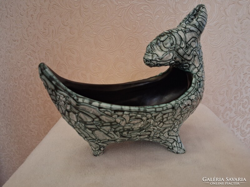 Gorka - kosfejes asztalközép kínáló, hibátlan, jelzett, 21 x 19 cm