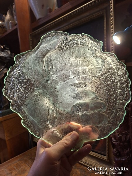 Hollóházi Glass Plate with Tenyér Imprint circa 1980