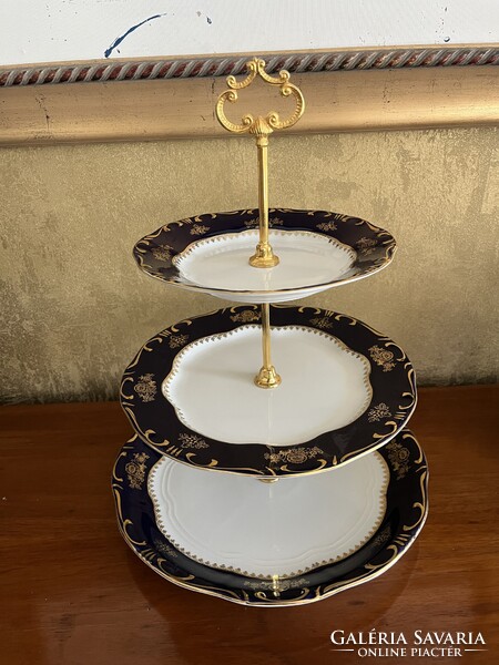 GYÖNYÖRŰ, ZSOLNAY PORCELÁN POMPADOUR, EMELETES KÍNÁLÓ