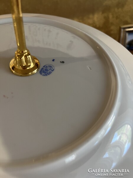 GYÖNYÖRŰ, ZSOLNAY PORCELÁN POMPADOUR, EMELETES KÍNÁLÓ