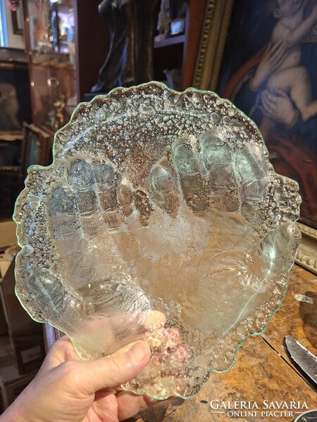 Hollóházi Glass Plate with Tenyér Imprint circa 1980