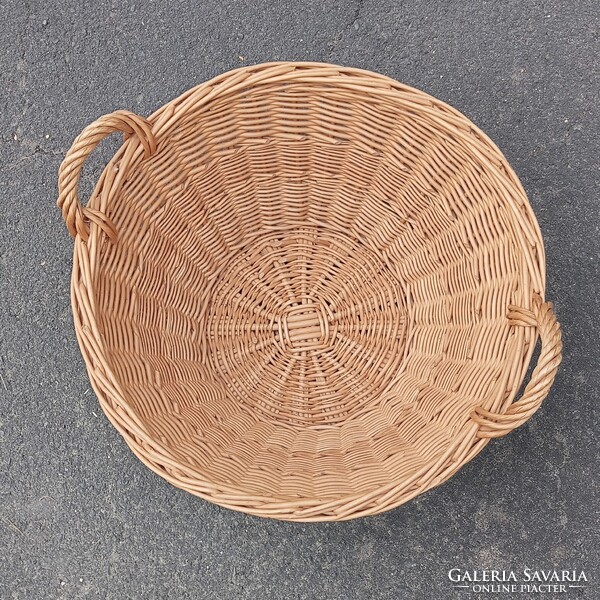 Újszerű, nagy fonott fűzfa kosár / hatalmas kaspó, virágtartó, fáskosár (49 cm)