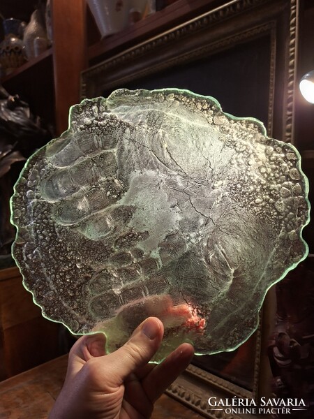 Hollóházi Glass Plate with Tenyér Imprint circa 1980