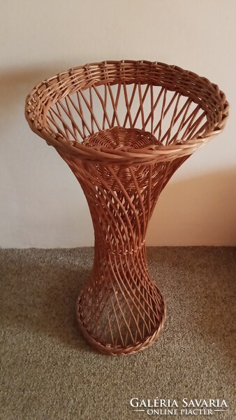 Retro fonott fűzfa virágtartó állvány (75 cm) – Hibátlan állapotban