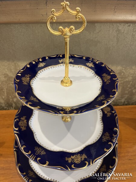 GYÖNYÖRŰ, ZSOLNAY PORCELÁN POMPADOUR, EMELETES KÍNÁLÓ
