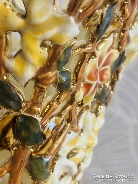 Zsolnay pierced vase from the bamboo series circa 1890