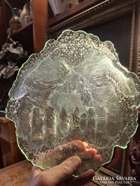 Hollóházi Glass Plate with Tenyér Imprint circa 1980
