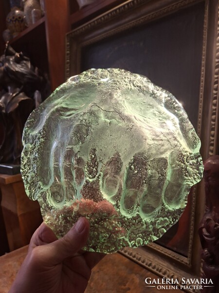 Hollóházi Glass Plate with Tenyér Imprint circa 1980