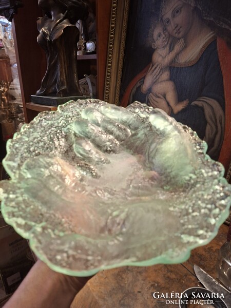 Hollóházi Glass Plate with Tenyér Imprint circa 1980