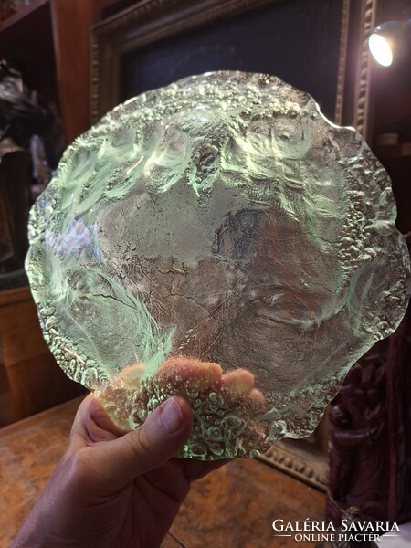 Hollóházi Glass Plate with Tenyér Imprint circa 1980