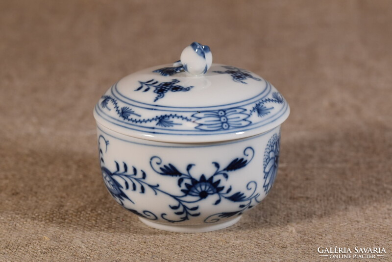 Meissen porcelán cukortartó fedéllel Blue Onion Zwiebelmuster kék hagyma Németország