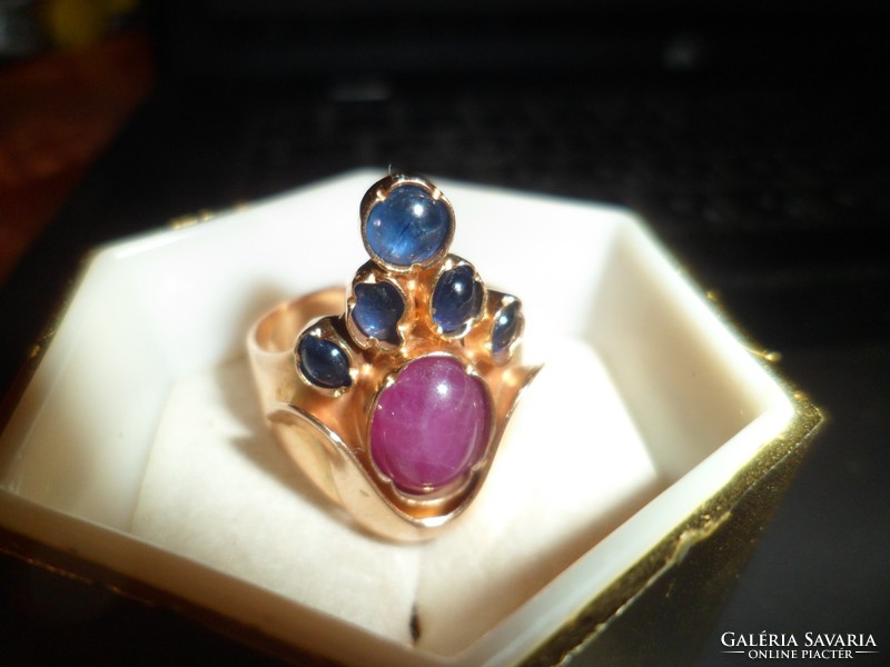 14K Gold Ring / Ruby, Sapphire