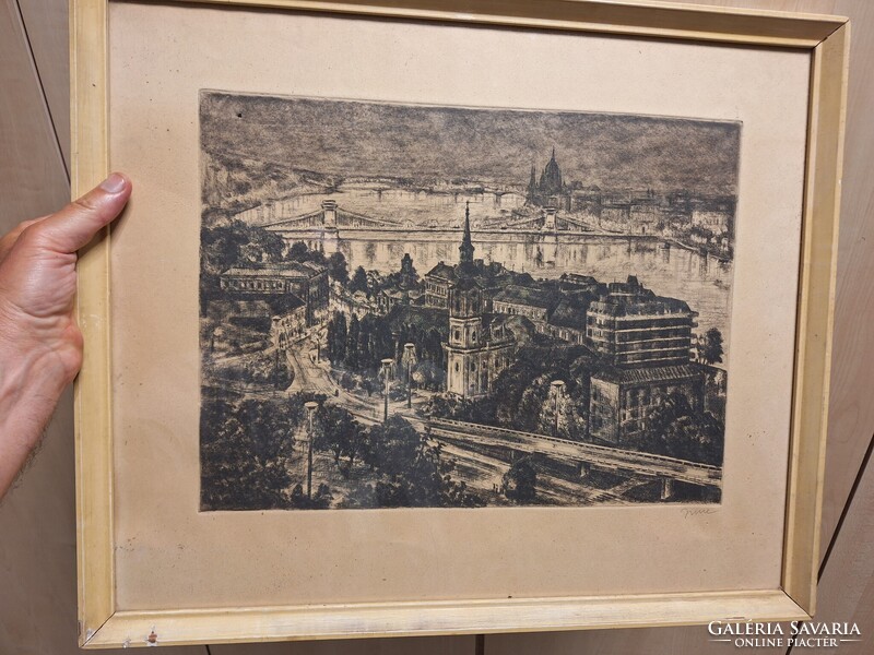 Budapest látkép rézkarc