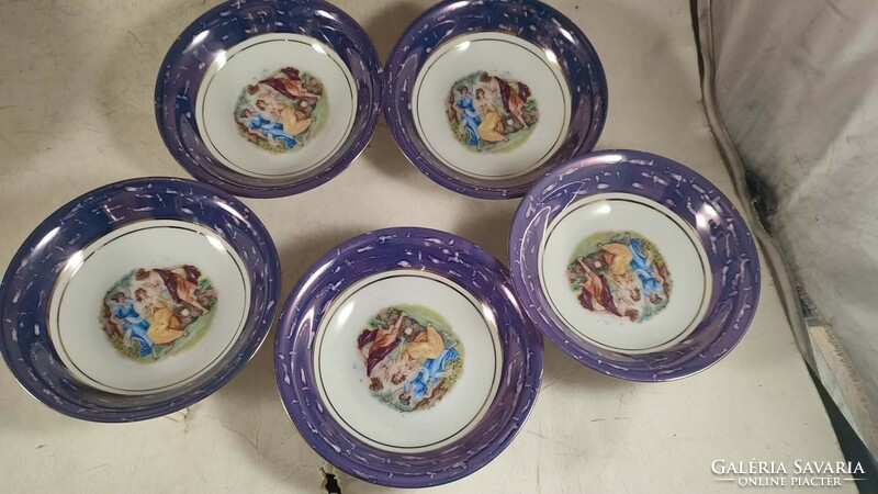 Jelzett porcelán barokk jelenetes kompótos tányérok 154