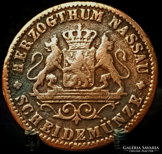 Nassau 1 Krajcár, 1861 (vörös)réz /barna színű/ B06G3V