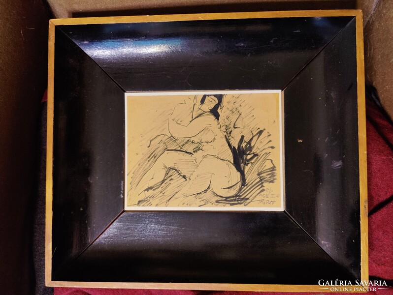 Murai Jenő - nude ink drawing