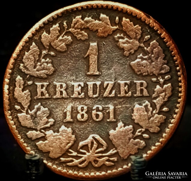 Nassau 1 Krajcár, 1861 (vörös)réz /barna színű/ B06G3V