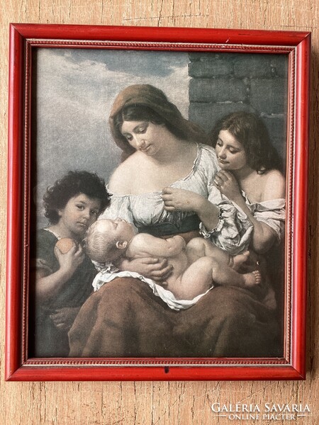 Oscar Begas (1828–1883) Caritas vagy Mutterglück / Anyai örömök korai nyomata