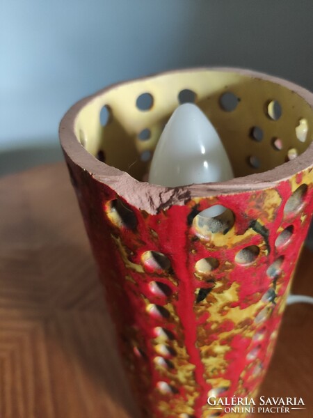 Ikonikus retro narancssárga Tófej kerámia hangulatlámpa / asztali lámpa sérülés miatt 3cm levágva