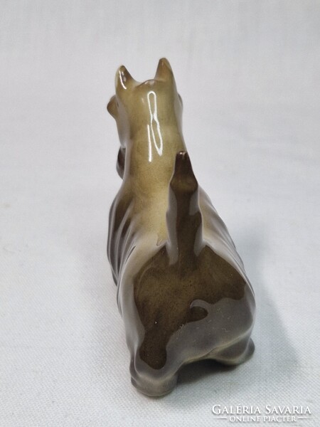 Ritka Őry Ferenc tervezte Zsolnay skót terrier kutya porcelán figura hibátlan állapotban 6 cm. magas