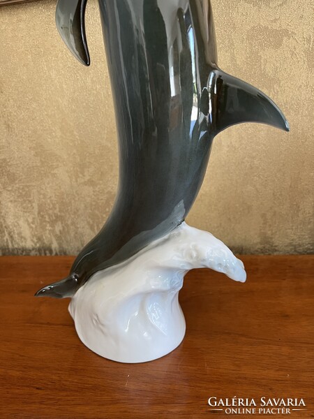 ROYAL DUX PORCELÁN DELFIN FIGURA, SZOBOR