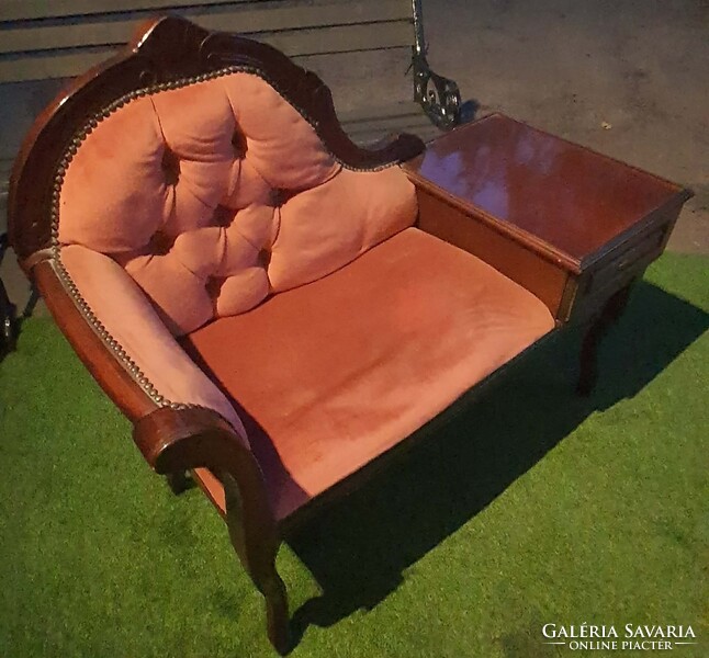 Retro velvet telephone booth with small table – Elegant hallway furniture