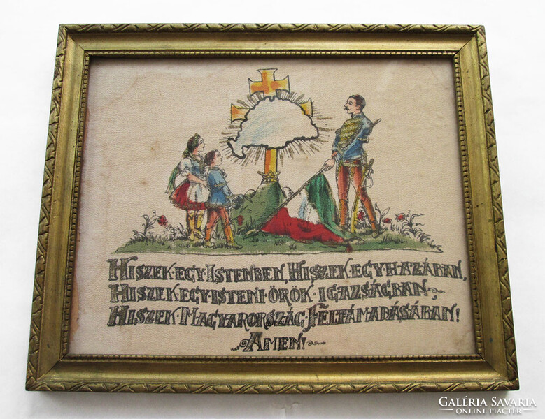 Irredenta festett selyem kendő - Magyar Hiszekegy