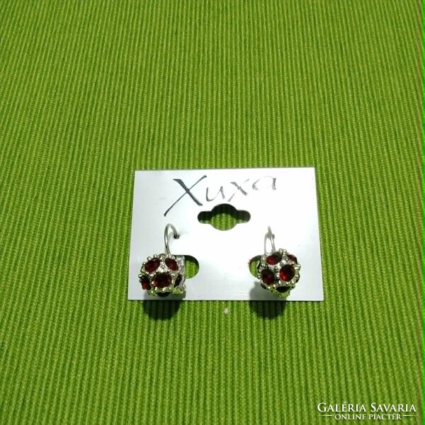 Stay trendy! Silver-based deep burgundy glass bead spherical earrings pair for sale!