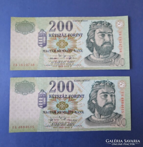200 forintos bankjegyek 2005 / 2007 EF tartásban!