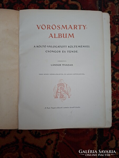 RRR!!! 1903-LÁNDOR-  VÖRÖSMARTY ALBUM A PESTI NAPLÓ ELŐFIZETŐINEK -ZICHY MIHÁLY!!!