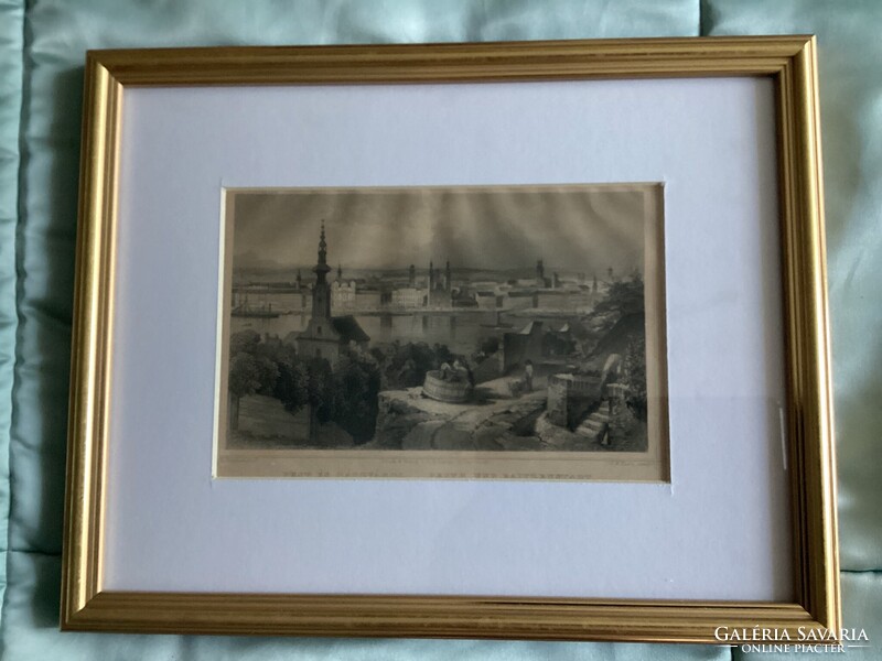 Ludwig Rohbock (1824-1893) - Pest and Rácváros (steel engraving)