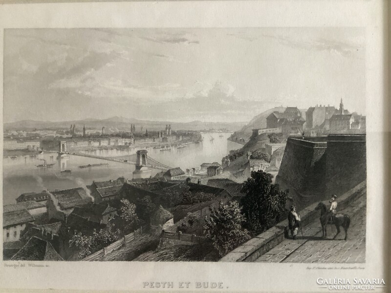 Eduard Willmann (1820–1877) - Pest and Buda (steel engraving)