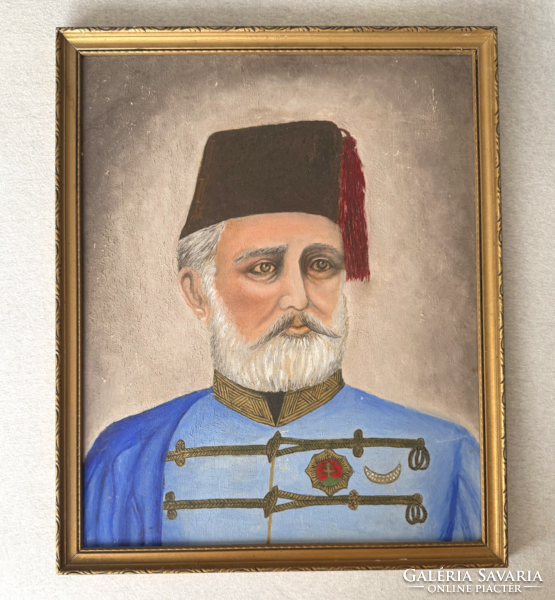 1 Yen!! József Bem (Murád Pasha) “Bem apó” portrait – Gallery piece, rare historical painting (59x48 cm)
