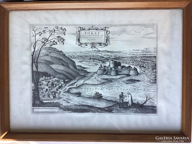 Unsigned: Tokay Hungaria screen print made after an old engraving .
