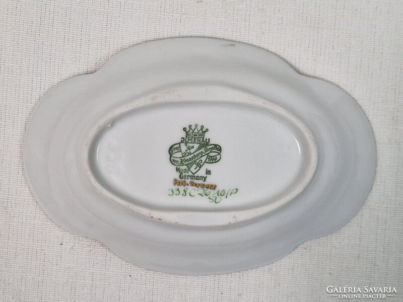 Régi német Ilmenau porcelán virág mintás gazdagon aranyozott hamutál vagy kínáló hibátlan állapotban