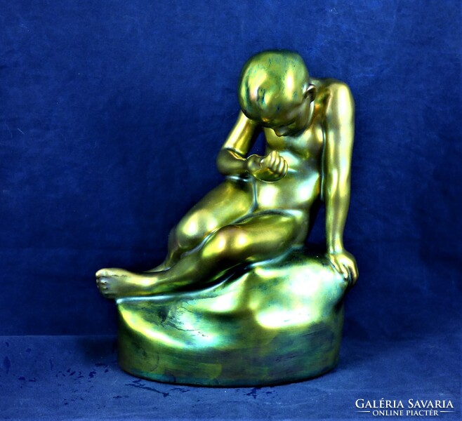 ANTIQUE, ZSOLNAY FIGURE 