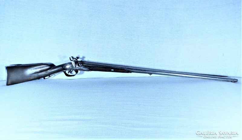 ANTIQUE, RELOADED DOUBLE BARREL SHOTGUN, ST. ETIENNE, CA.1820!!!