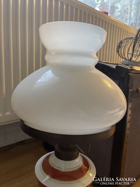 Nagy méretű Német Echt Kobalt porcelán petróleum lámpa.