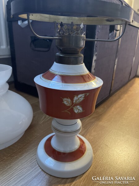 Nagy méretű Német Echt Kobalt porcelán petróleum lámpa.