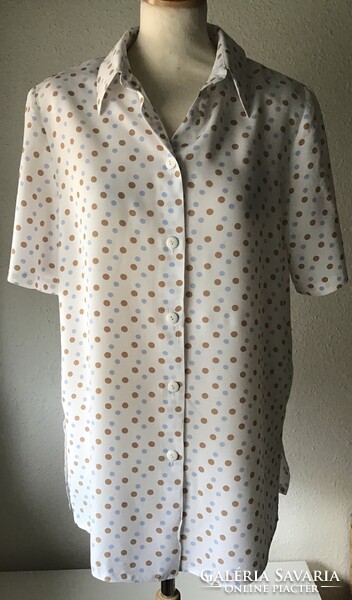 Brown-Blue Polka Dot Beautiful Blouse, Size 40