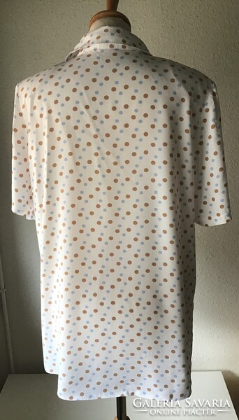 Brown-Blue Polka Dot Beautiful Blouse, Size 40