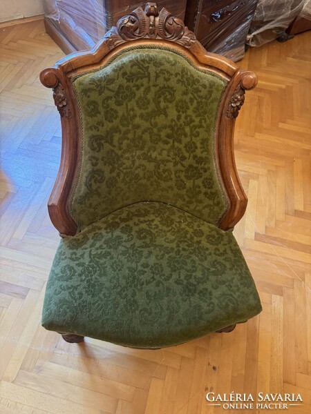Antik neobarokk / biedermeier szalonfotel – jó állapotban, kiváló rugózással!