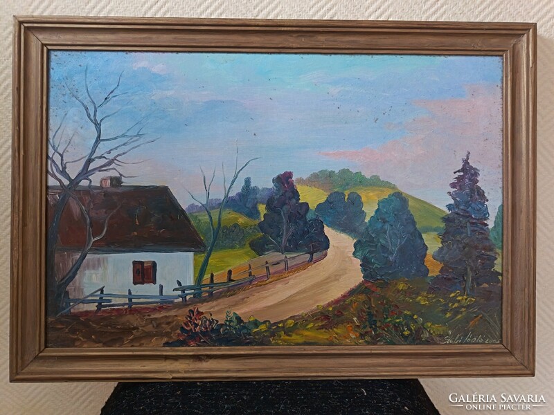 László Szabó, path to the hill 52x38cm oil/wood panel painting. Car, toy exchange also interested