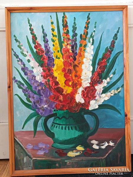 Szabó László, Gladioli 50x70cm Oil Painting. Car, toy exchange also interested