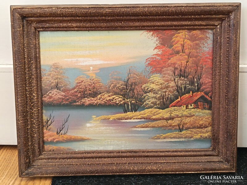 Signed canvas oil painting, 60x50cm. Car, toy exchange also interested